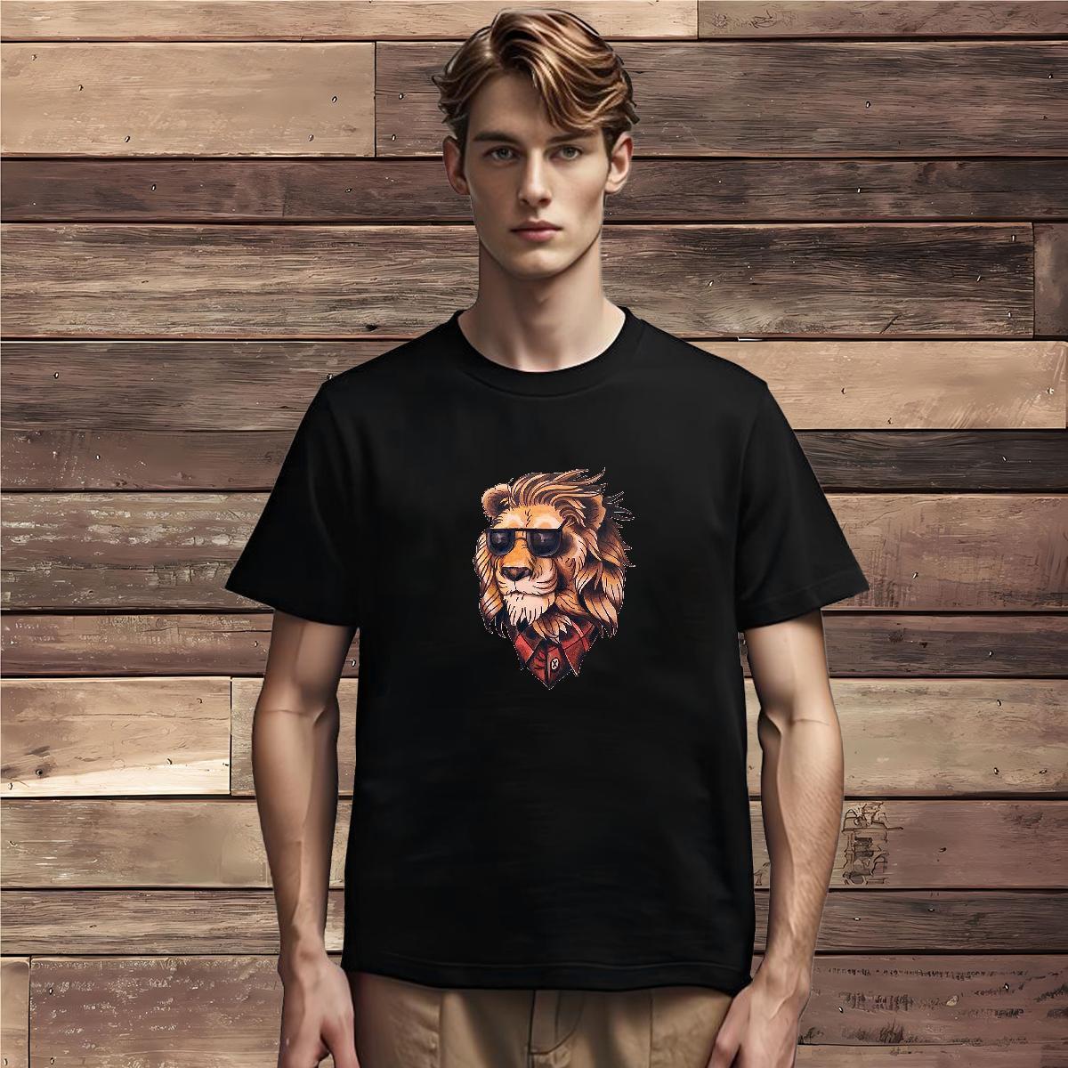 Mens T Shirts 230g Pure Cotton lion Beach Breathable Soft DIY Men Tees Stylist Brand Tee Shirt