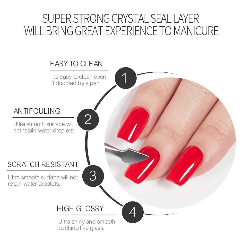 BOZLIN 15ml 2 IN 1 Crystal Top Coat Transparent Soak Off UV LED Nails Art Manicure Gel Nail Polish Varnishes Primer Function GelM240814