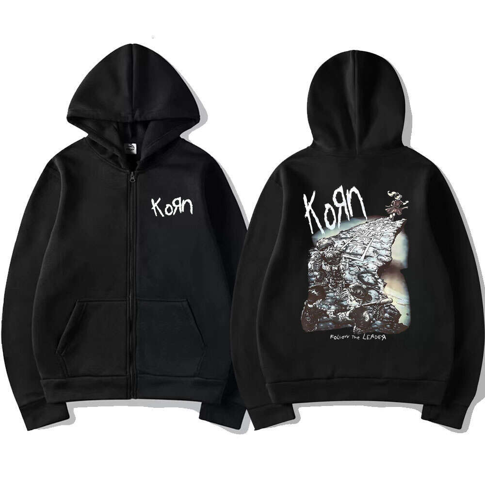 Band Rock Korn Ftl 25 Zipper Men Women Printed Gothic Style Vintage Jacket Hoodies Loose Casual Zip-up Sweatshirts Coats