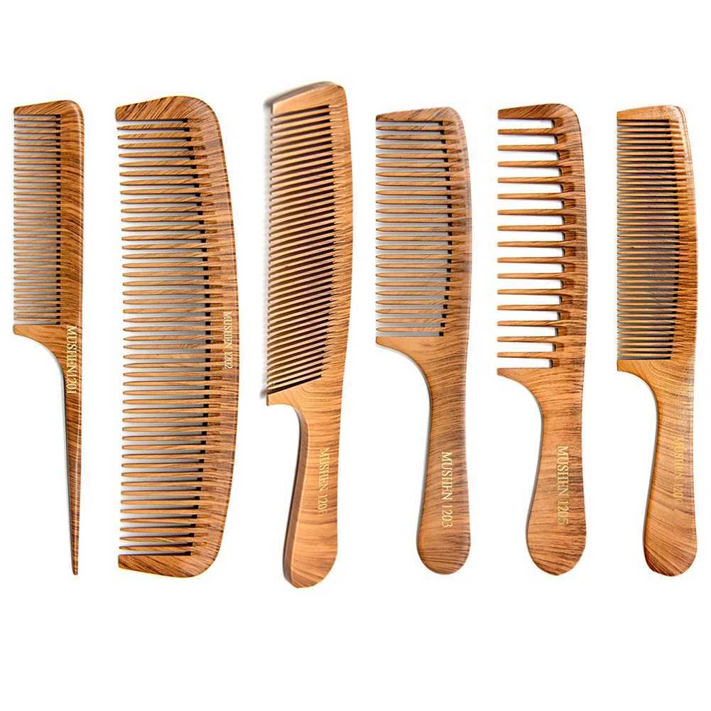 Natural pearl wood wide tooth hair comb leather hair massage wood comb keratinization anti-static brush for hair care tools W240813