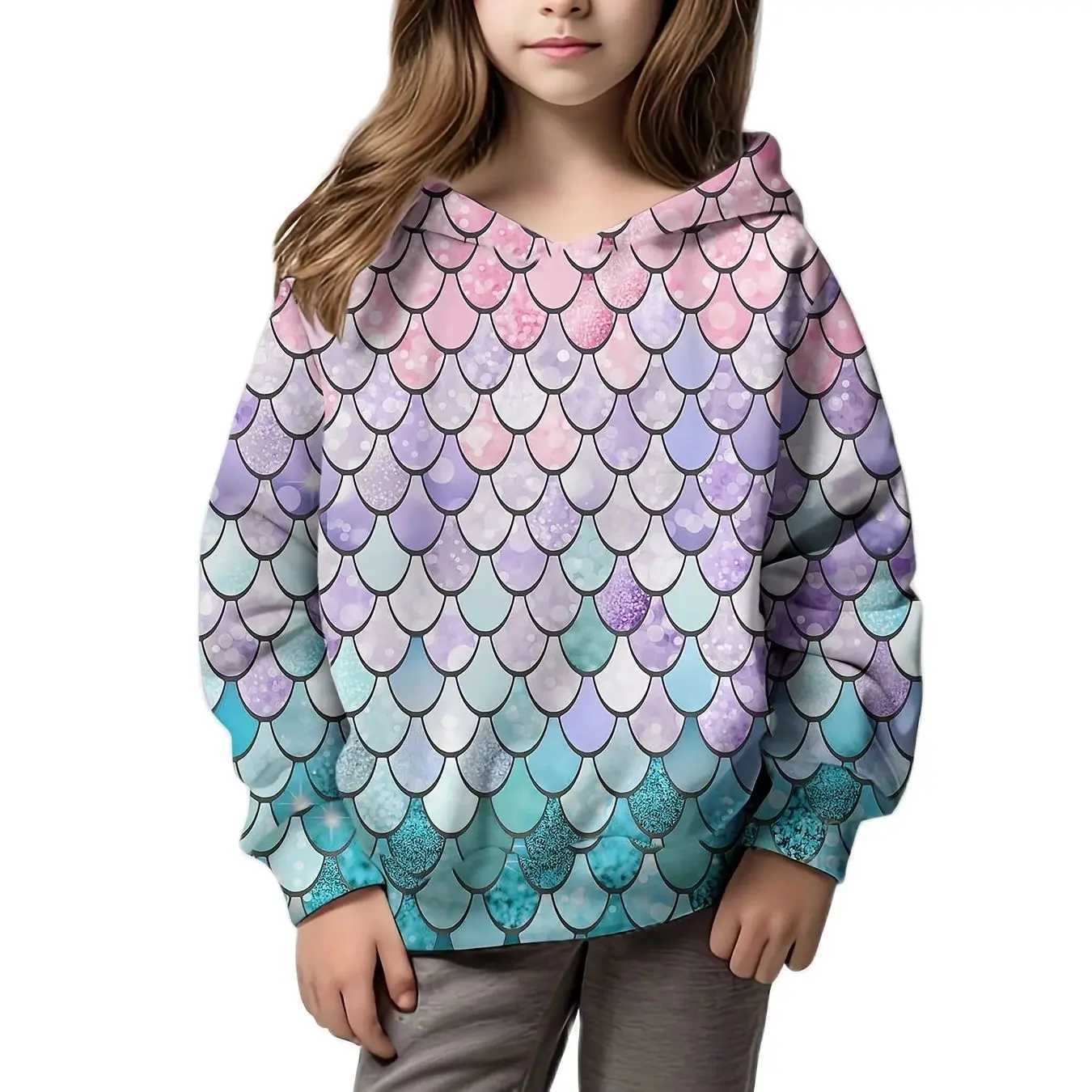 Childrens Sweatshirt Spring Kitten Print Hoodies for Kids Long Sleeve Kids Hoodie Trendy Childs Top Casual Pullover SweatshirtY240814
