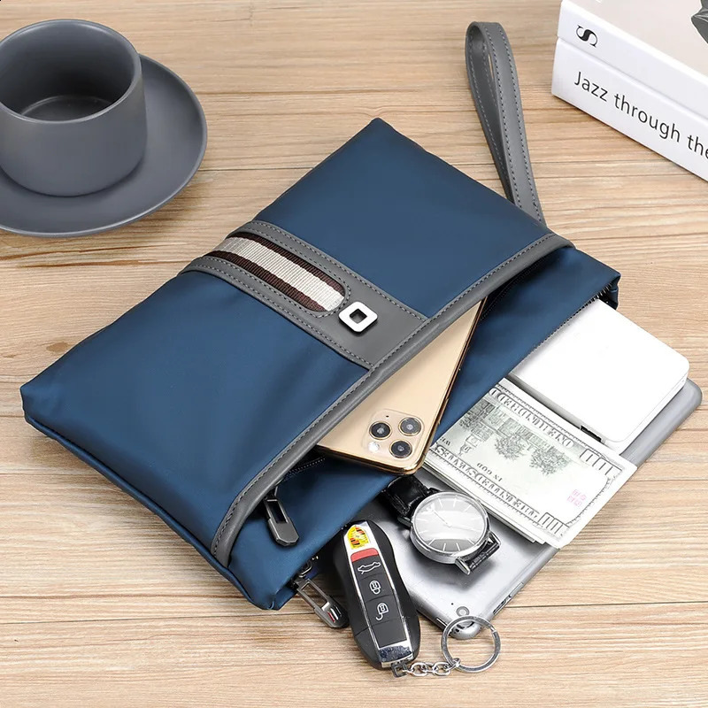 Business and leisure mens handbag mobile clutch Oxford waterproof nylon wallet casual mens envelope mobile bag 240812