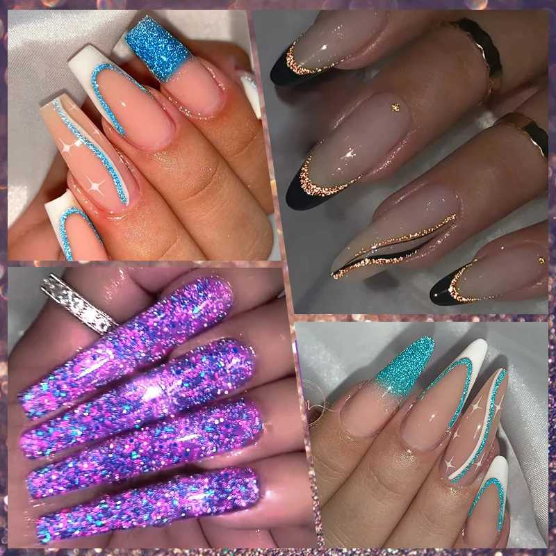 LILYCUTE 5ML Reflective Glitter Liner Gel Nail Polish Sparkling French Line Painting Gel Semi Permanent Vernis Nails AccessoriesM240814