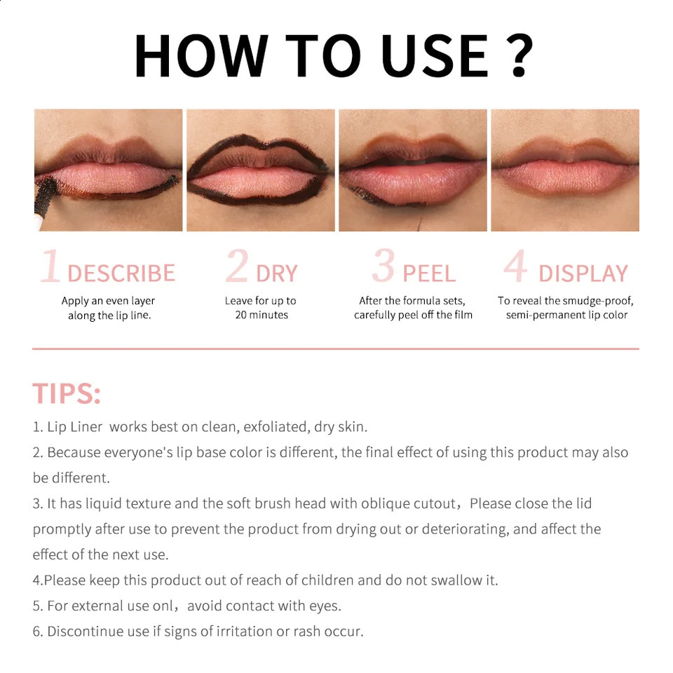 14PCS Peel Off Lip Liner Waterproof Long Lasting Lipliner Pencil Moisturising Lips Gloss Tattoo Lipgloss Lipsticks Cosmetics 240814