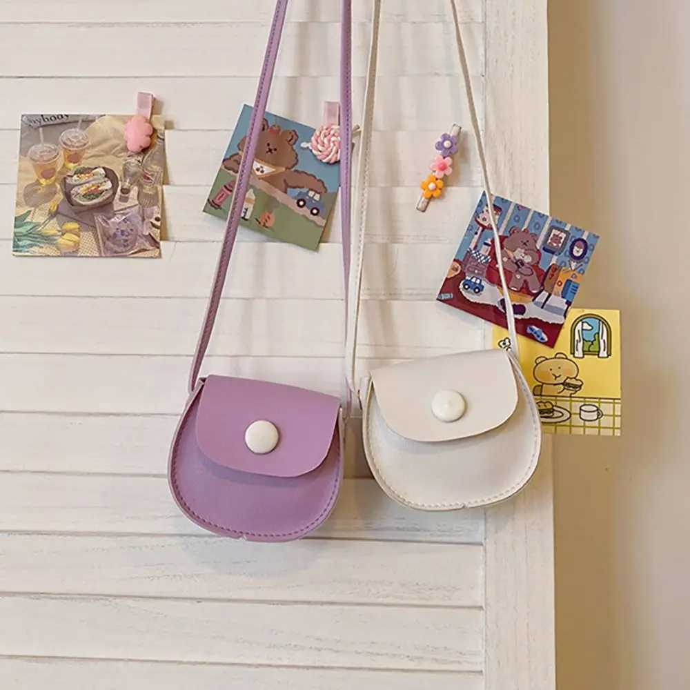 Childrens cross body bag PU leather solid color chain wallet shoulder bag Korean style mini cute handbag W240906