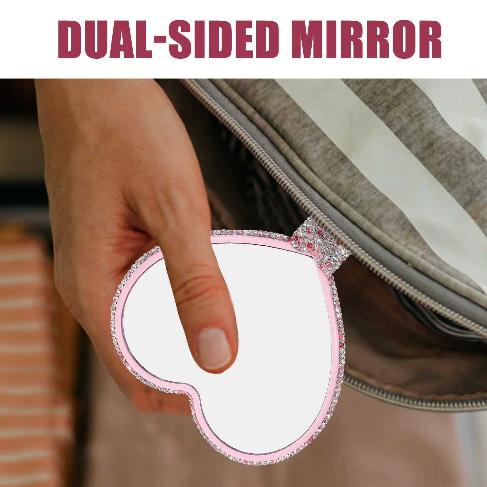 Crystal makeup mirror holder suitable for women compact heart-shaped beauty small handle Abs handle used for diamond shaped mirrors W240813