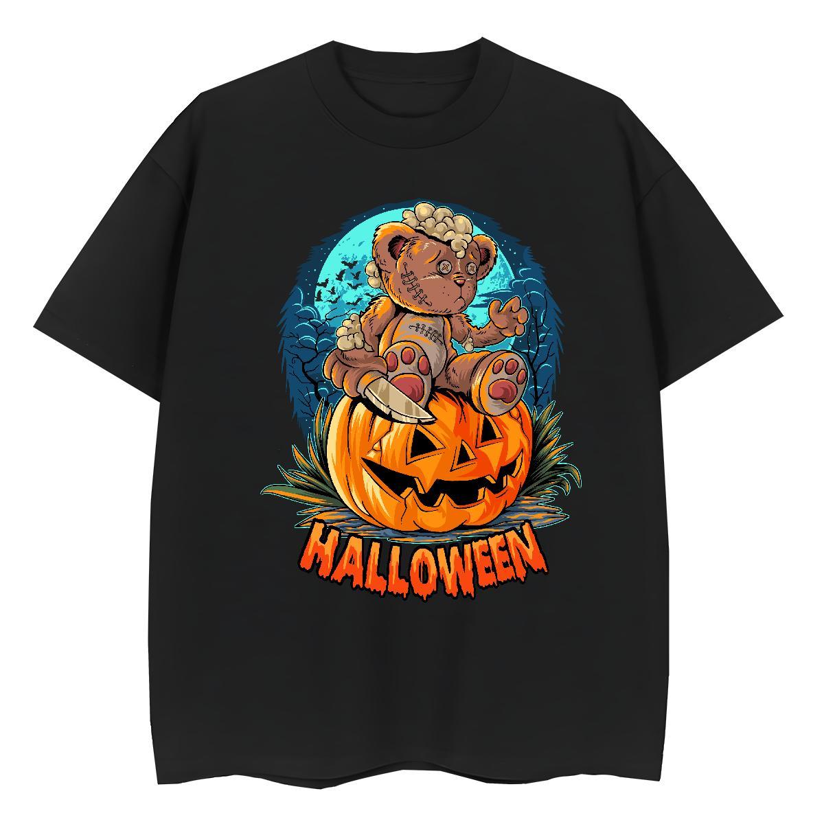 Brand Man T Shirts pumpkin Breathable Short Sleeve Sport Skull 100% Cotton 230g Men Tops Tees 2024 Summer Tee Shirt