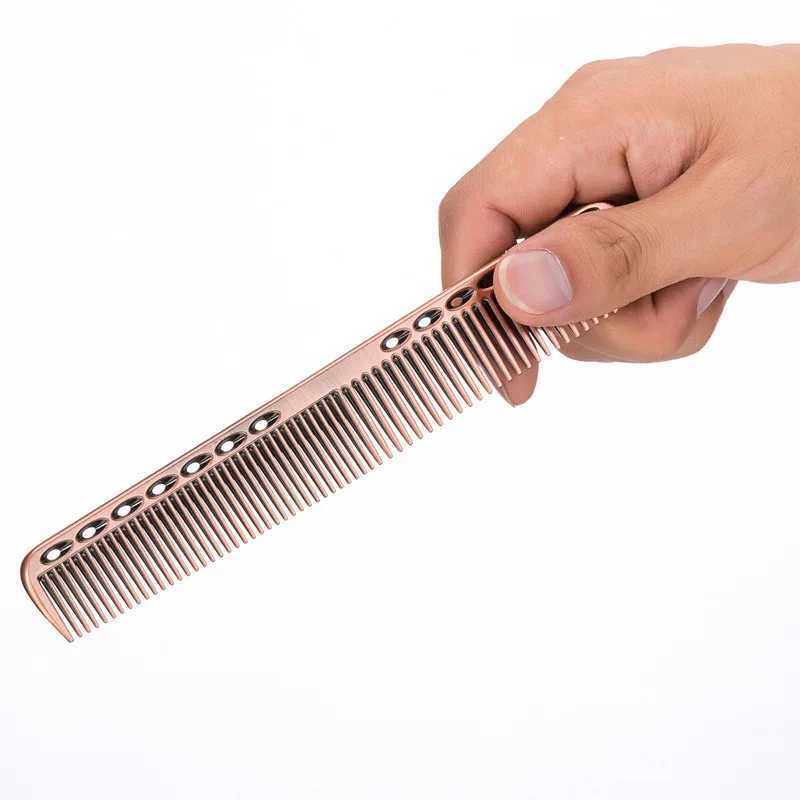Hair combing fine cutting teeth stainless steel hair styling hair cutting space aluminum comb beauty salon tools W240813