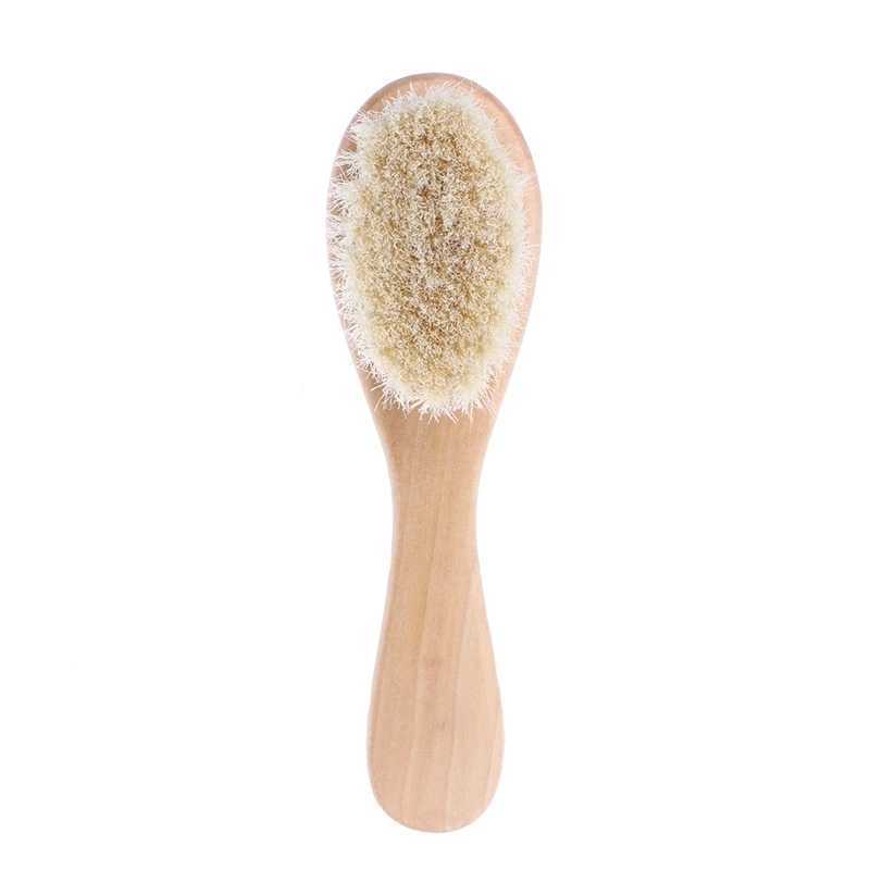 Baby care H wooden handle goat H brush baby Hbrush newborn baby comb head massager baby shower pure natural W240813