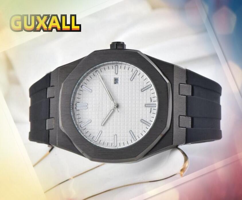 3-Pins Simple Dial Automatic Date Men Watches 43MM Luxury Rubber Silicone Band Quartz Clock Business Super Line Skeleton Bezel Watch Christmas Valentine's Gifts