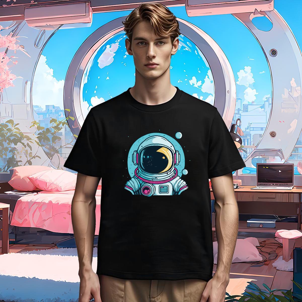 T-Shirts 230g Pure Cotton cosmonaut Street wear Hip Hop Breathable Crew Neck Custom Cartoon Tshirt for Man Woman 2024 TOP Quality Wear