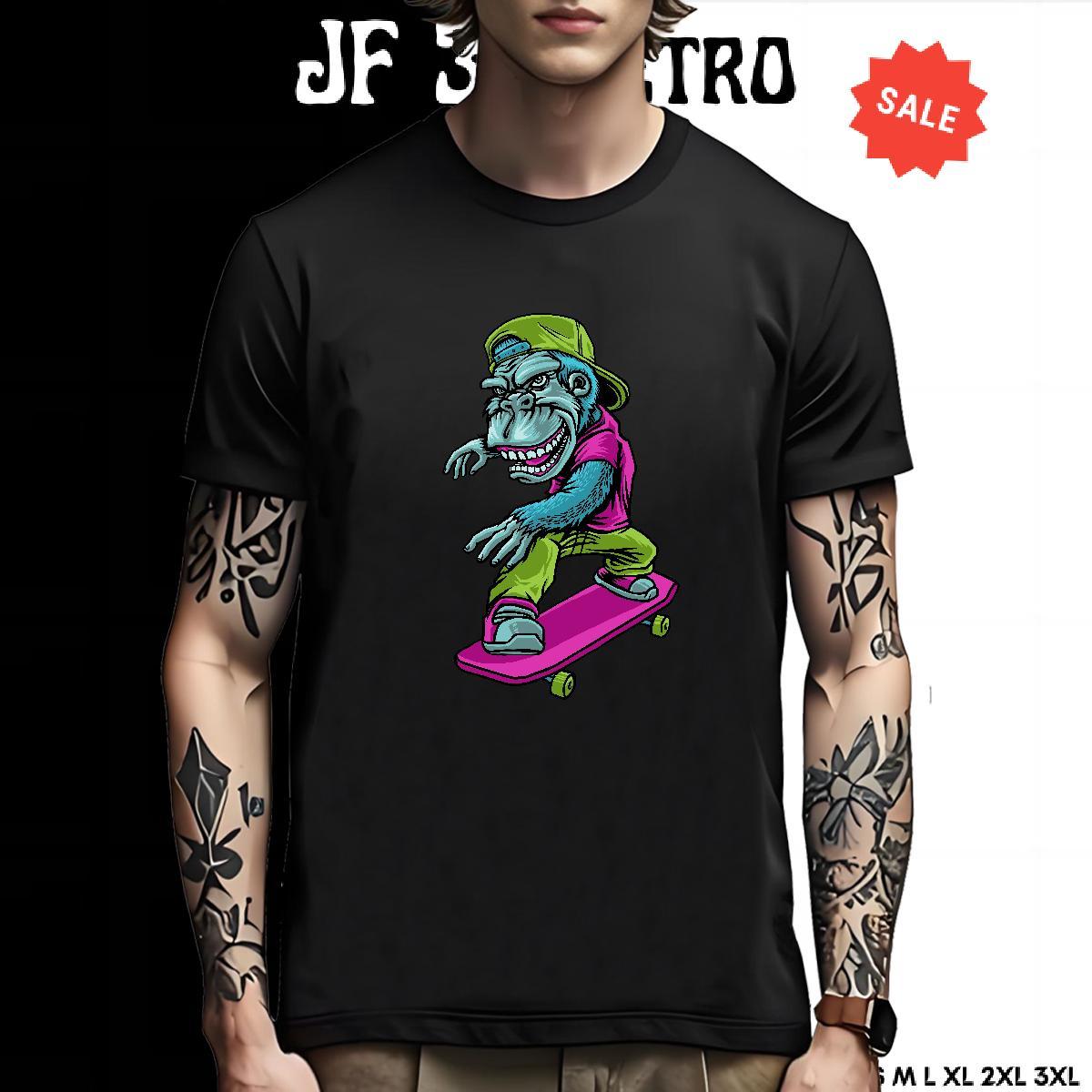 TOP Quality T shirt chimpanzee Breathable Short Sleeve Sport Cartoon Print 230g Cotton Couples T Shirts Stylist Tees Shirts