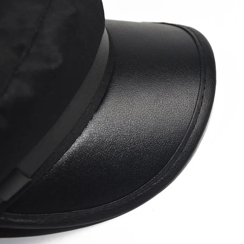 PU leather hat autumn sailor mens British style travel student captain flat top womens 240812