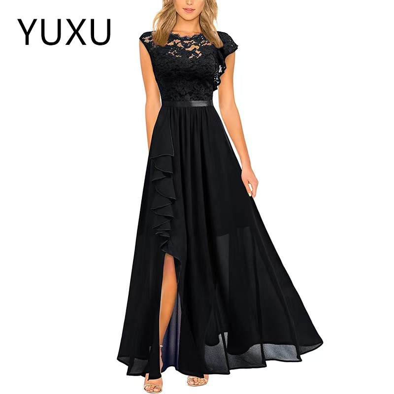 lace chiffon Plus Size Aso Ebi Prom Dresses Illusion a line Long side split Lace Tulle Evening Formal Dress for Special Occasions Birthday Party Gowns