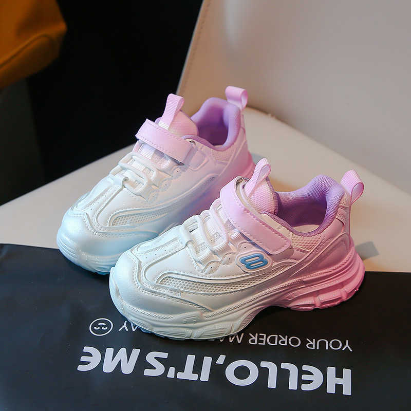 Sneakers Girls 2024 autumn new sports shoes medium and large childrens soft sole anti slip dad shoes boys gradient student versatile shoes H240805