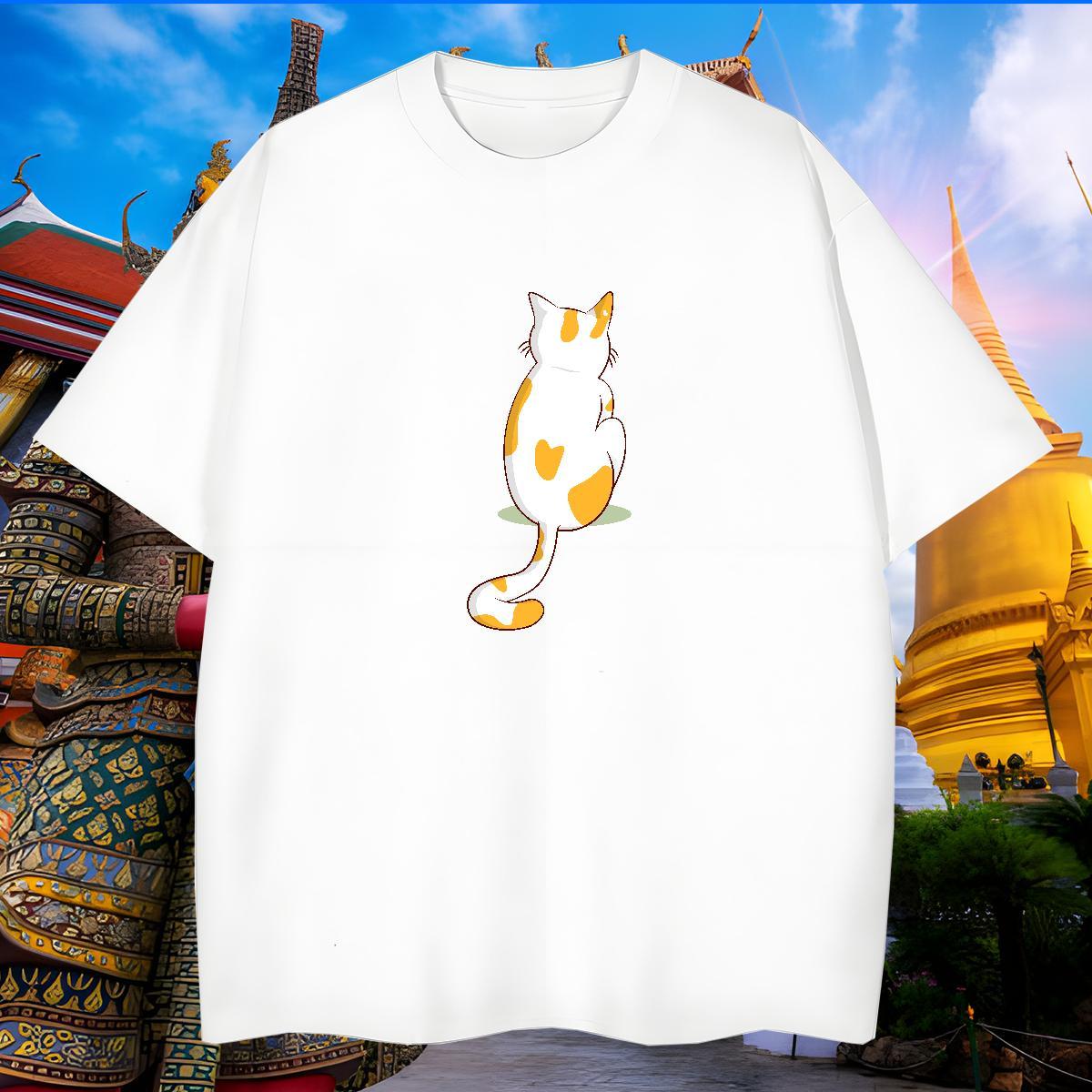 TOP Quality T Shirt For Man cat Breathable Casual Daily Wear Floral Print 230g 100% Cotton Men Tops Tees Designer Tshirts