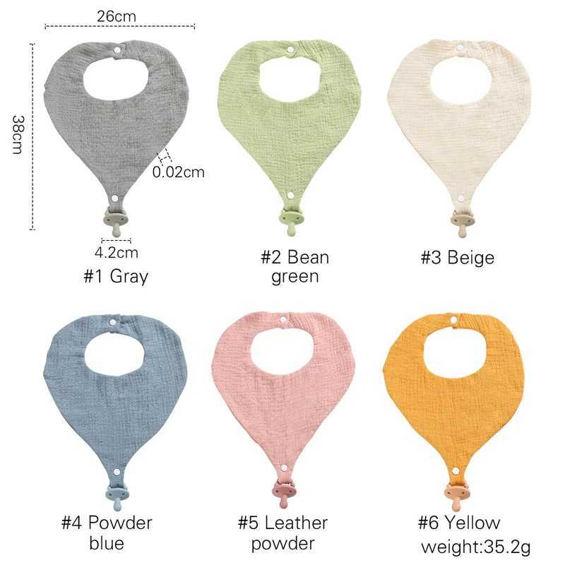 Bibs Burp Cloths 2pc Baby Muslin Bibs With Soother Nipple Holder Snap Button Bibs Saliva Towel Boys Girls Infant Feeding Apron Bandana Burp ClothL4812