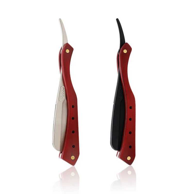 Professional Straight Edge Razor Mens Shaver Manual Barber Razor Zinc Alloy Wood Handle Razor Holder Beard Hair Removal ToolsM240814