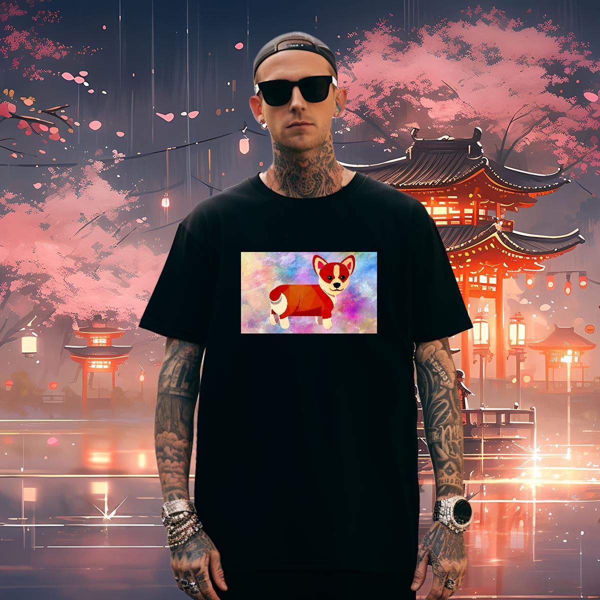 TOP Quality T-Shirts for Men Dog O-Neck Short Sleeve Casual Beach DIY Anime 230g Cotton Men Clothes T-Shirt Factory Direct Tshirts