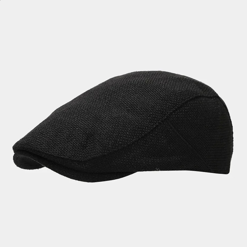 Summer mens beret linen pea hat adjustable s boy breathable retro solid black ivy duckbill Boinas Para Mujer 240812