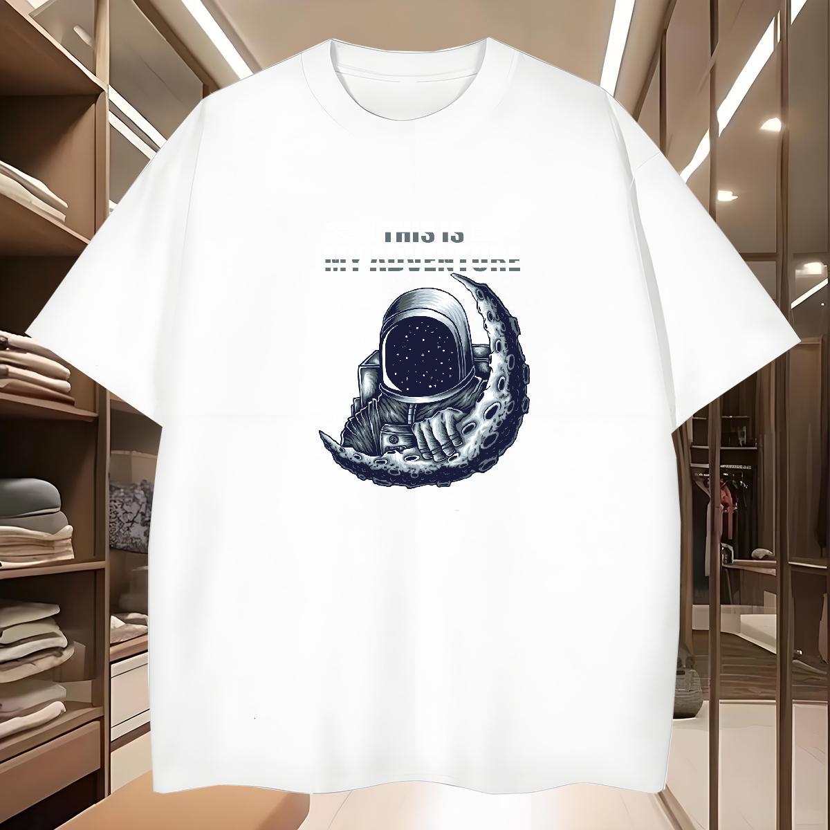 Mens T Shirts 230g Cotton universe Summer Casual Breathable Crew Neck Floral Print Men Clothes T-Shirt 2024 New Classic Tees