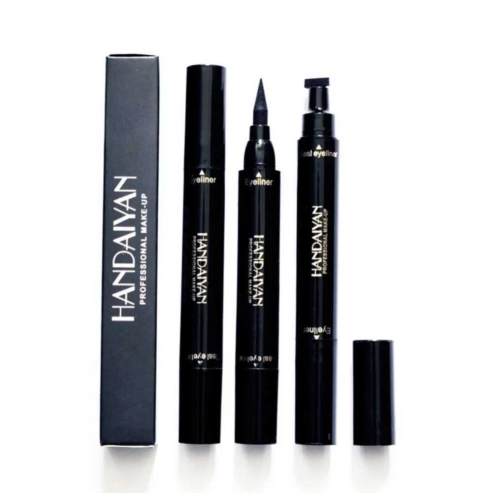 Dual End Black Liquid Eyeliner Pencil Pro Waterproof Long Lasting Makeup Eye Liner Pen+ Cat Line Eye Makeup Stencils Y240813