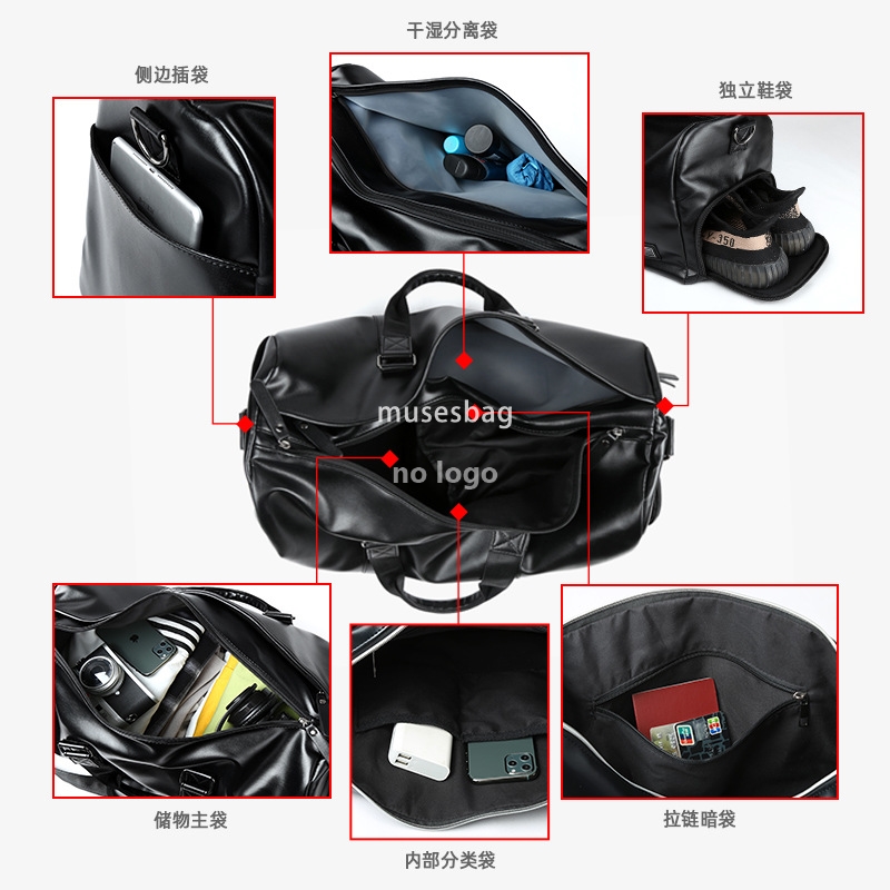 Men's travel bag Waterproof sports bag Cylinder sports fitness bag Large capacity luggage travel bag