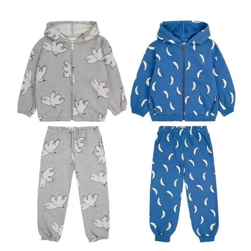 INS Fashion Child Sweatshirt Cotton Fleece Baby Boy Zipper Jacket Hoodies Pants Set 2024 Autumn New Childrens ClothingY240814