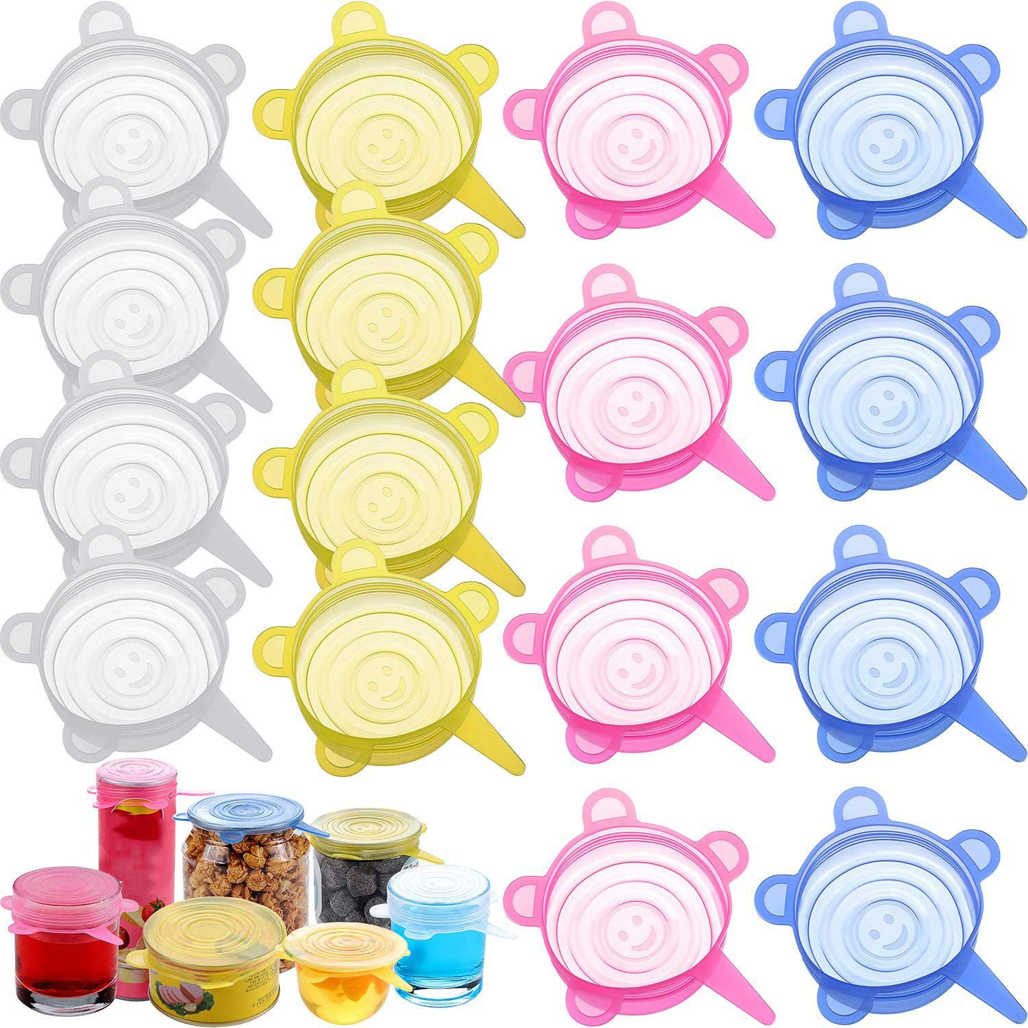 Food Grade Silicone Stretch Lids Seal Caps Yogurt Regular Mouth Mason Jars Soda Beer Pet Food Jars