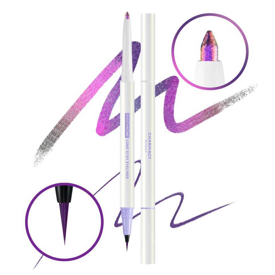 CHARMACY 2 in 1 Duochrome Eyeliner Gel Pencil Double Head Waterproof Eye Liner Long Lasting Cruelty-free Multichrome Eye Makeup Y240813