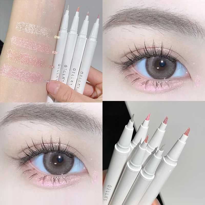 Sparkling Crystal Lying Silkworm Pen Liquid Galaxy Glitter Eyeliner Eye Shadow Pen Blade Brush Head Makeup Peach Highlight Pen Y240813