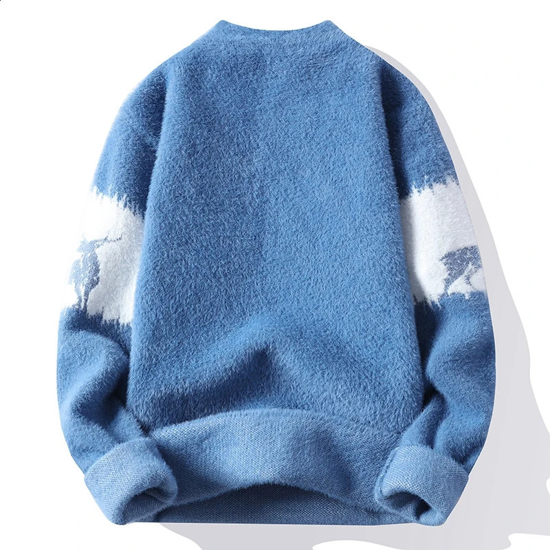Mens Women Autumn Winter Sweater Mens Trend Casual Slim Print Round Neck Knitted Pullover Street Outdoor Cotton Warm Sweatshirt 240821
