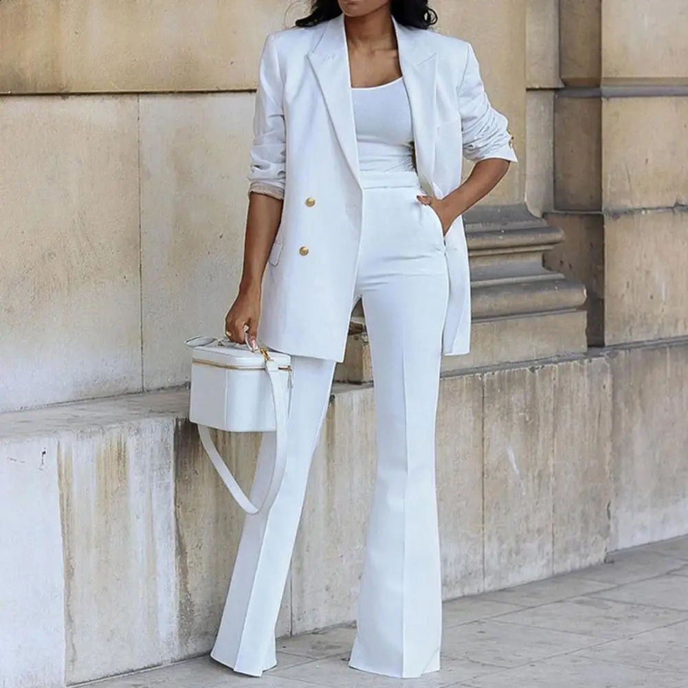 Elegant 1 Set Double Breasted Patchwork Temperament Suit Jacket Pants Long Sleeve for Wedding 240813