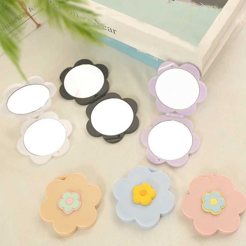 Portable double-sided folding makeup mirror flower mirror pocket compact dress table handheld mirror student mirror W240813