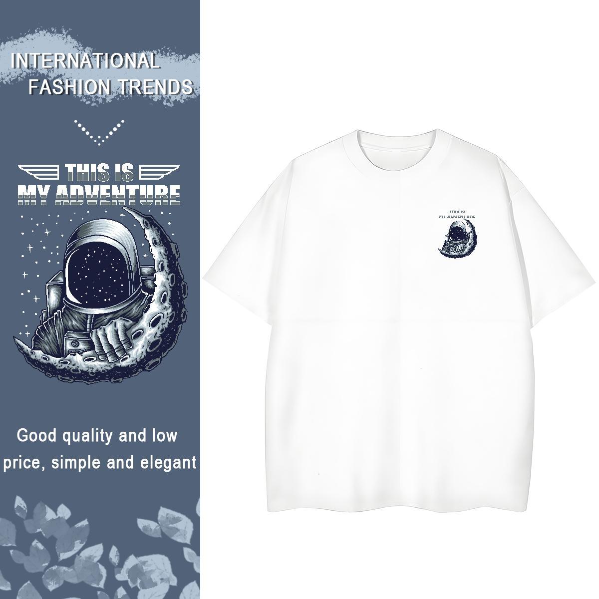 T-Shirts 100% Cotton 230g outer space Beach Breathable Short Sleeve Custom Printed Men Clothes T-Shirt 2024 Designer Unisex Tops Tees