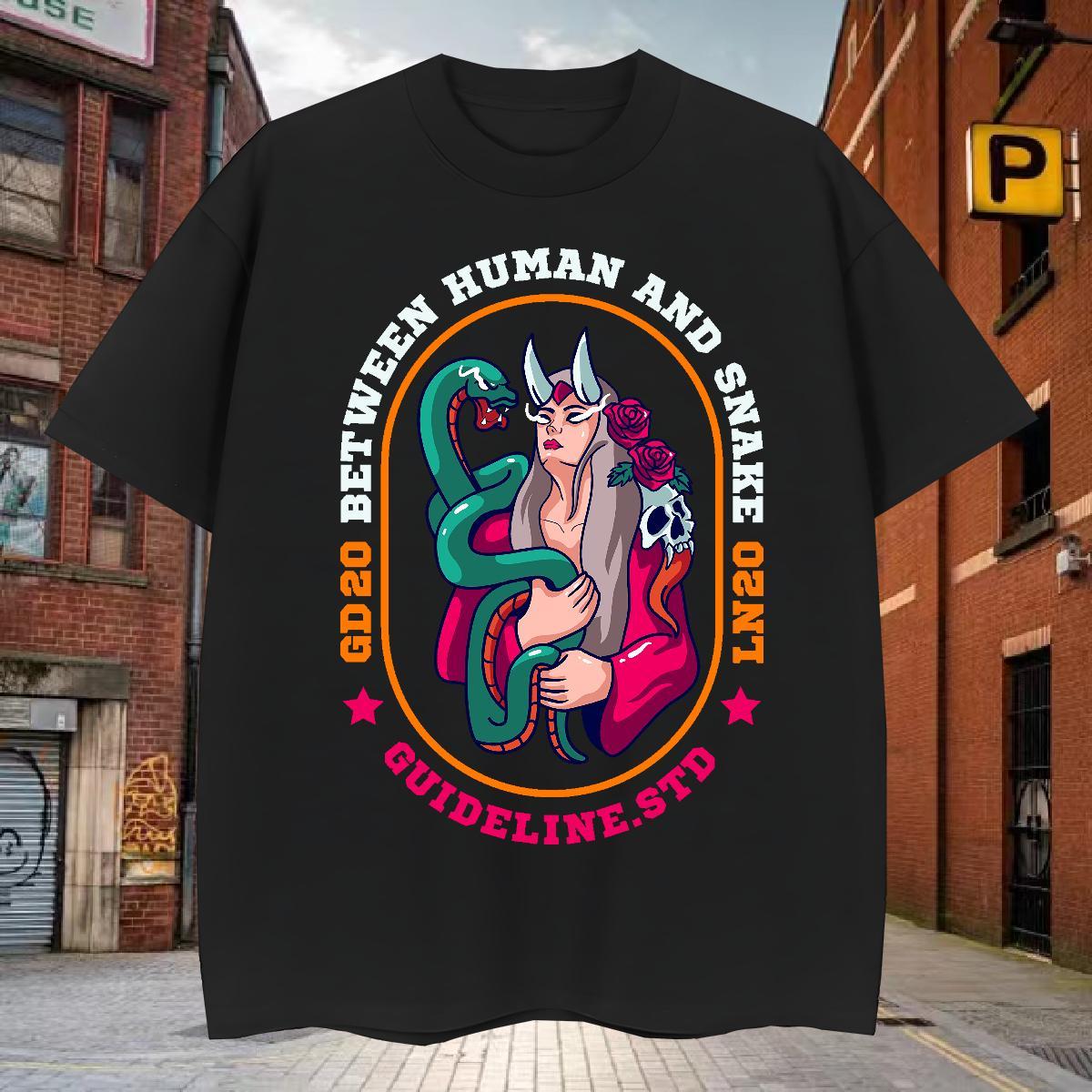 Unisex Men T Shirts snake Breathable Crew Neck Summer Casual Black White 230g Pure Cotton Men Tees 2024 DIY Tees Shirts