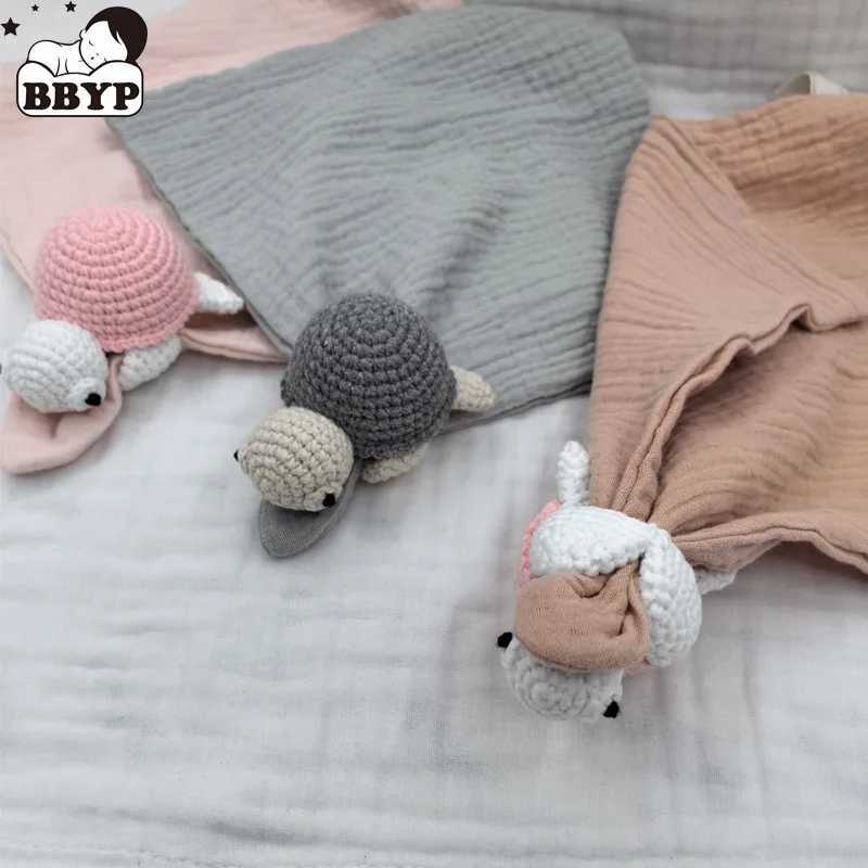 Bibs Burp Cloths Baby Sleeping Toy Soother Towel Bib Animal Sea Turtle Doll Infants Soft Comfort Bib Wooden Teether Ring Baby Security BlanketL4812