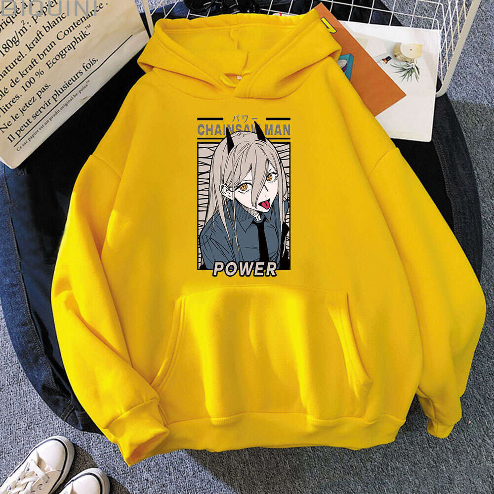 Chainsaw Anime Man Power Kawaii Print Plus Size Hoodie Women Sweatshirts Haruku Autumn Winter Warm Female Sweatwear Clothing
