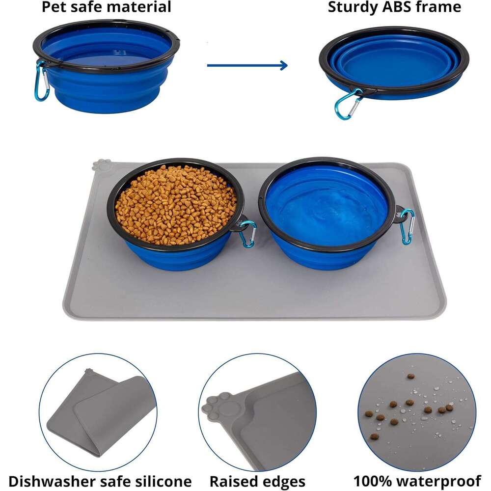 Food Storage Containers, Silicone Mat, Large Collapsible Bowls Aire Approved Accessories Organizer Poop Bag Dispenser | Dog Stuff & Pet Supplies Trave