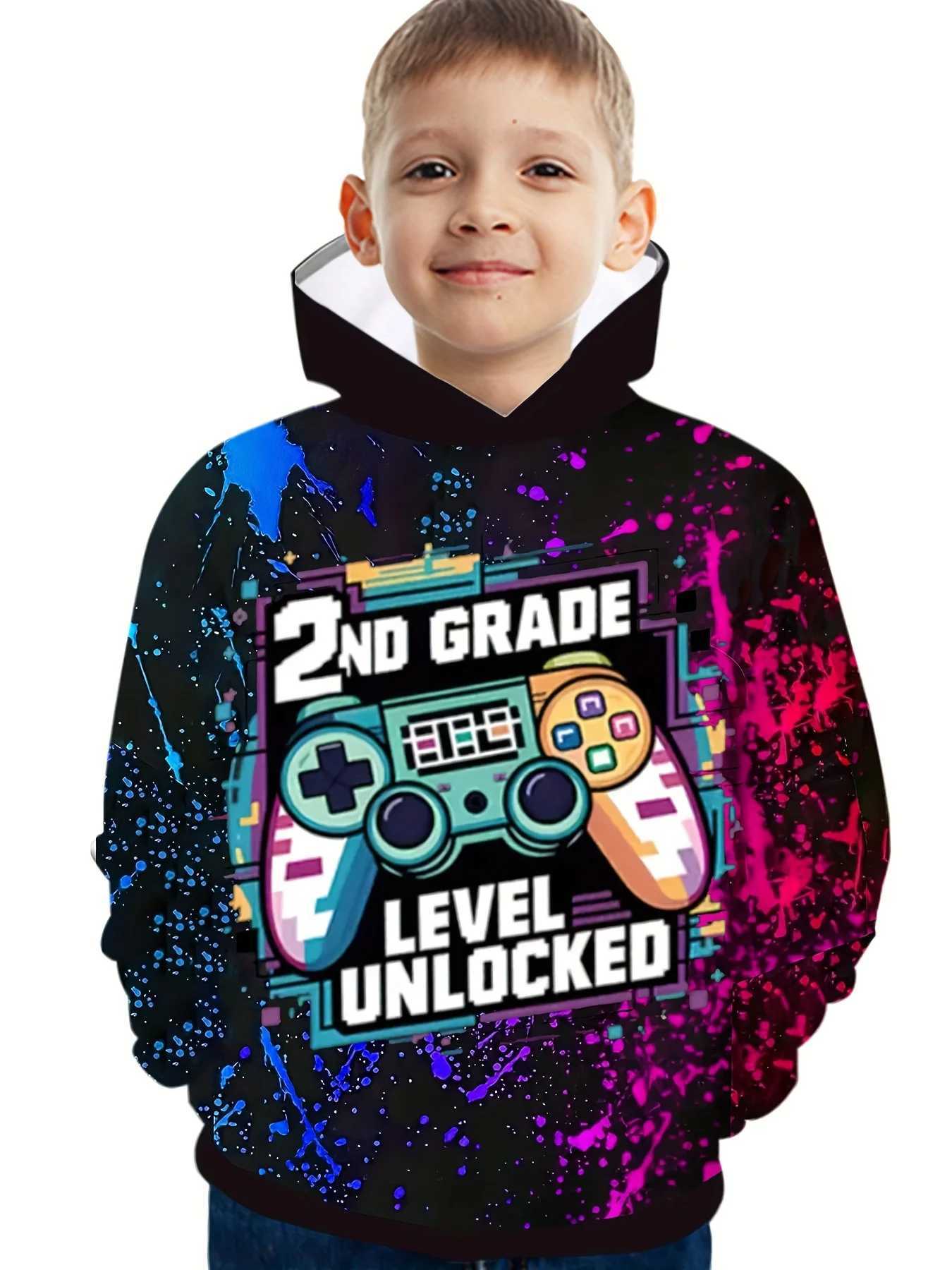 Colorful Gamepad 3D Print Boys Casual Long Sleeve Hoodies Boys Sweatshirt for Spring Fall Childrens Hoodie Tops Outdoor HoodiesY240814