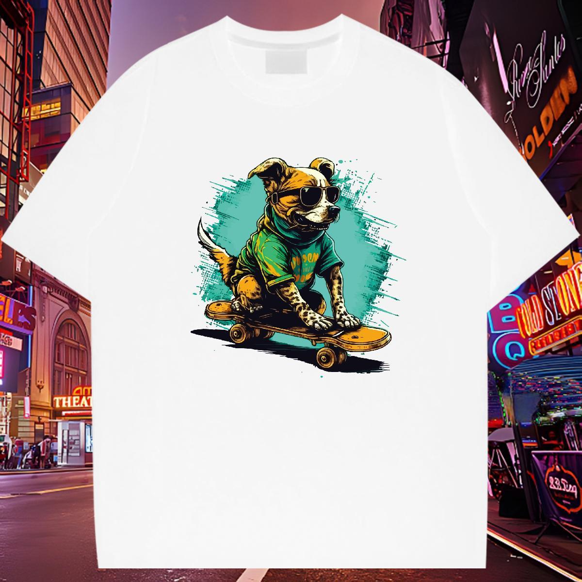 Cool T-Shirts for Men dog Crew Neck Breathable Casual DIY Printed 230g Pure Cotton Mens Tshirts Classic Casual Tees