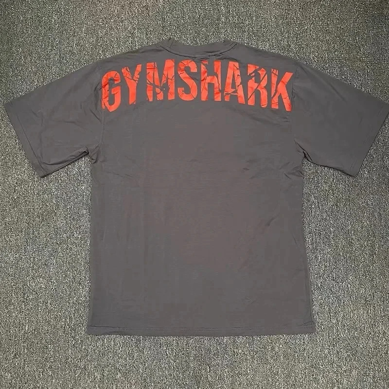 European and American Muscle Shark Street Fitness Sports Short-sleeved Mens T-shirt Chris Training Strength Loose Top 240814