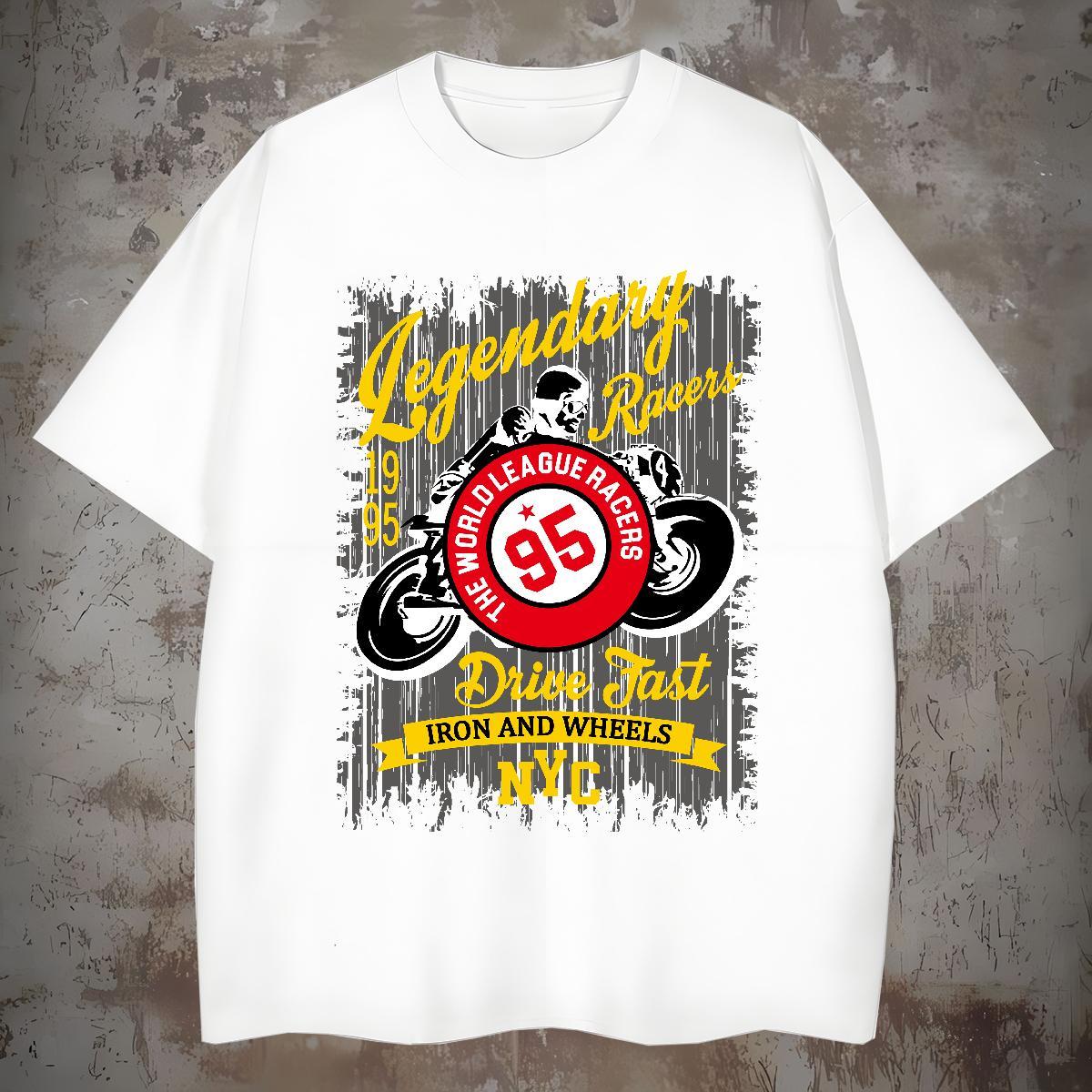 Loose Motorcycle Mens T Shirts Casual Daily Wear Men Tshirts 230g 100% Cotton 2024 Designer O-Neck Short Sleeve Custom Print Oversized Top Tees
