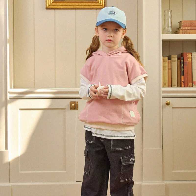 2024 New Childrens Sleeveless Hoodie Spring Autumn Cotton PS Boys Sweatshirt Pullover Top Baby Girls T-shirt Kids ClothesY240814