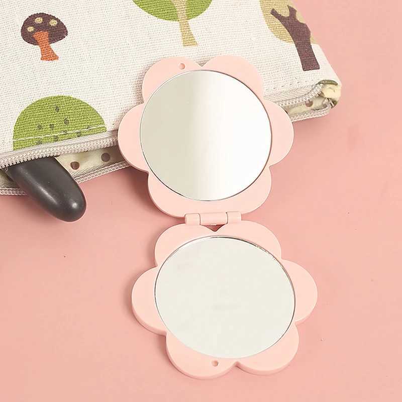 Portable double-sided folding makeup mirror flower mirror pocket compact dress table handheld mirror student mirror W240813