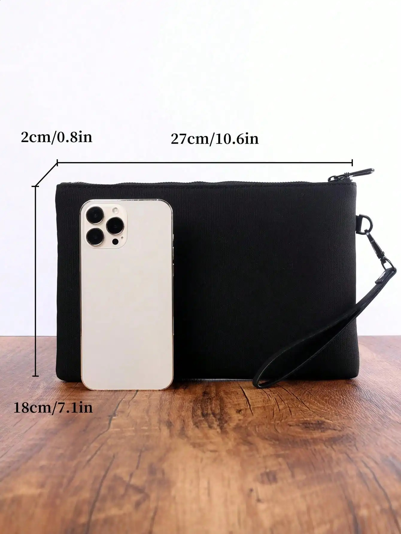 Business simple bag fashionable and casual ultra-thin portable zipper wrist bag mobile phone bag handbag 240812