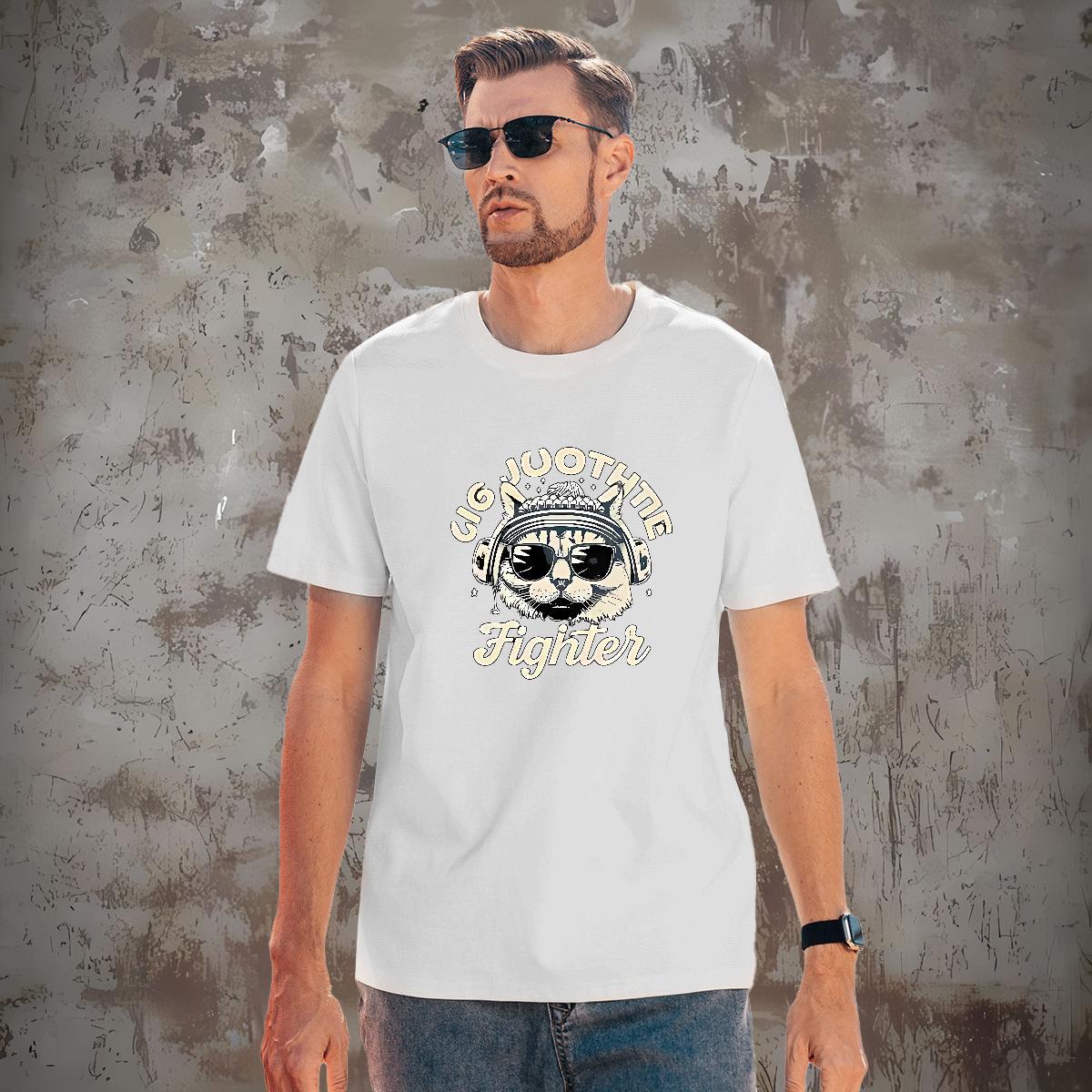 Wholesale Mens T Shirts cat Breathable Short Sleeve Spring Summer Custom Print Oversized 230g Pure Cotton Men Tops Tees Factory Direct Wear