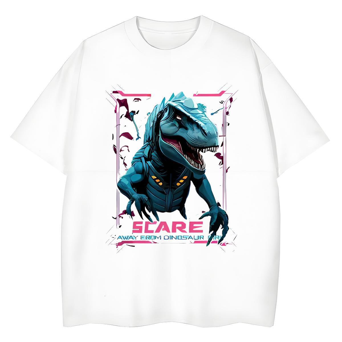 Wholesale Man T Shirts dinosaur O-Neck Short Sleeve Hip Hop Floral Print 100% Cotton 230g Tshirts 2024 New Clothings