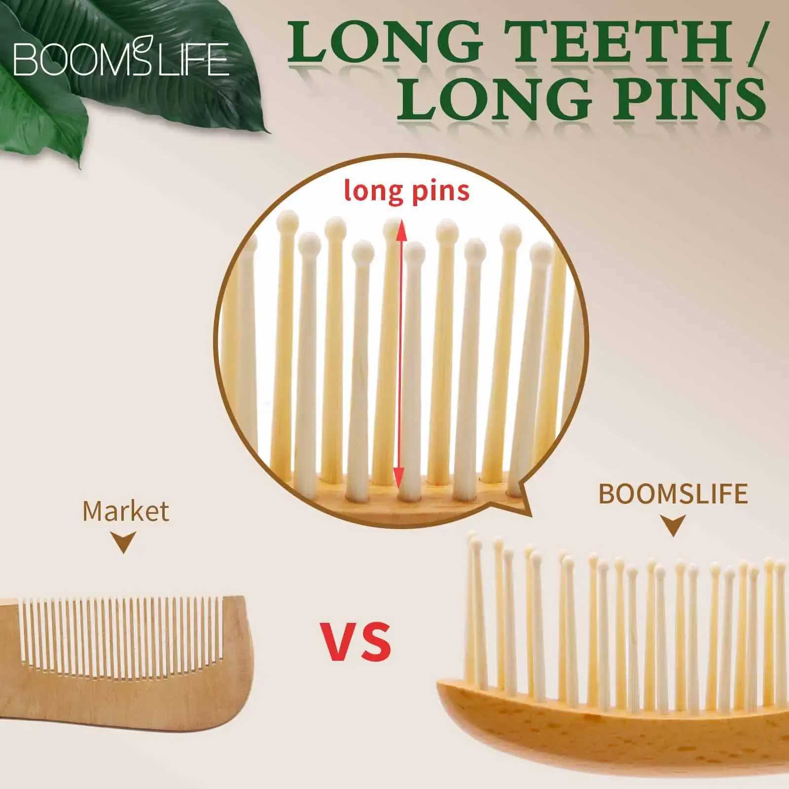 Wooden comb wide toothed wet hair comb anti-static styling comb used for long hair accessories embossing points and female massage gifts W240813
