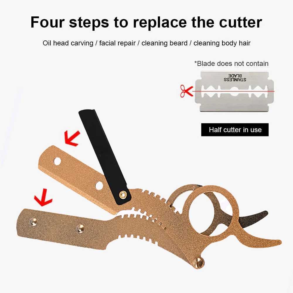 Straight Edge Barber Razor Haircut Beard Eyebrow Shaving Tool Manual Depilation Razor Not Include Razor Blade Safety RazorM240814